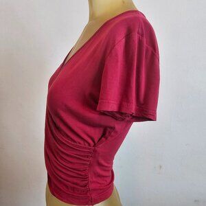 VETIOR Women's Sexy Deep V Neck Short Sleeve Unique Slim Fit Cross Wrap Shirts M